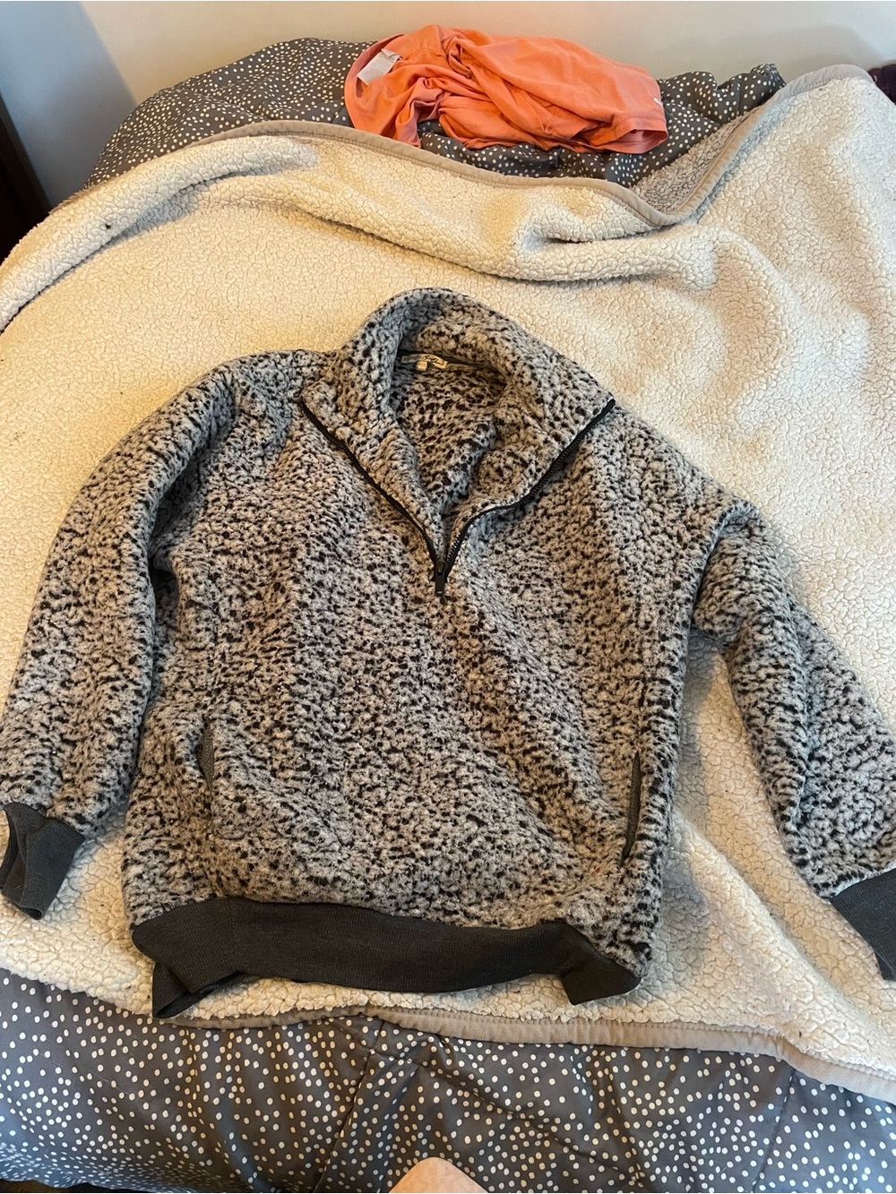 Express Kids Gray Sherpa Pullover Jacket